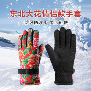 Northeast Dahua Ski Gloves fleece-lined Warm Riding Ski Play Snow Men's and Women's Outdoor Windproof Couple Photo Gloves