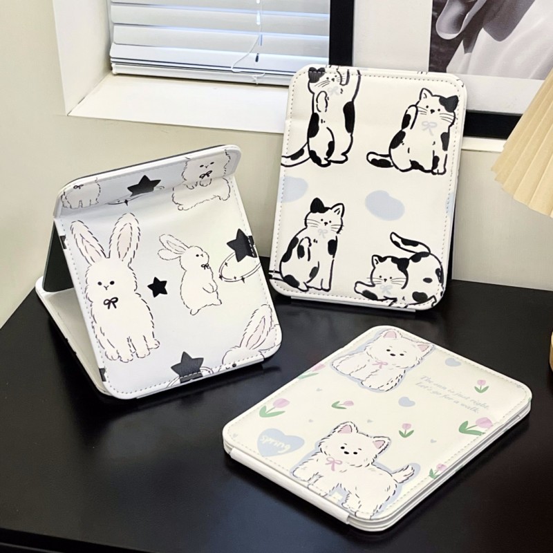 Diseño original conejo plegable maquillaje espejo estudiante dormitorio mujer vestidor espejo escritorio portátil hogar