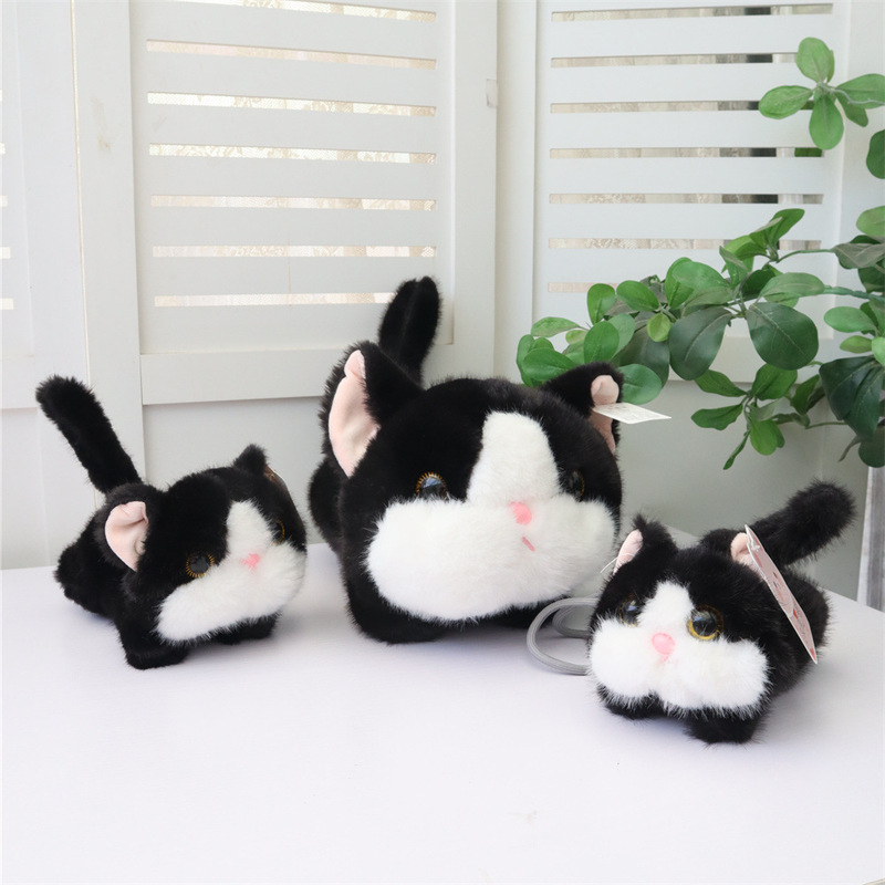 Cute Lying down Kitten Plush Toy, Realistic Cat Doll, Girl's Bed Sleeping Doll, Pillow Gift