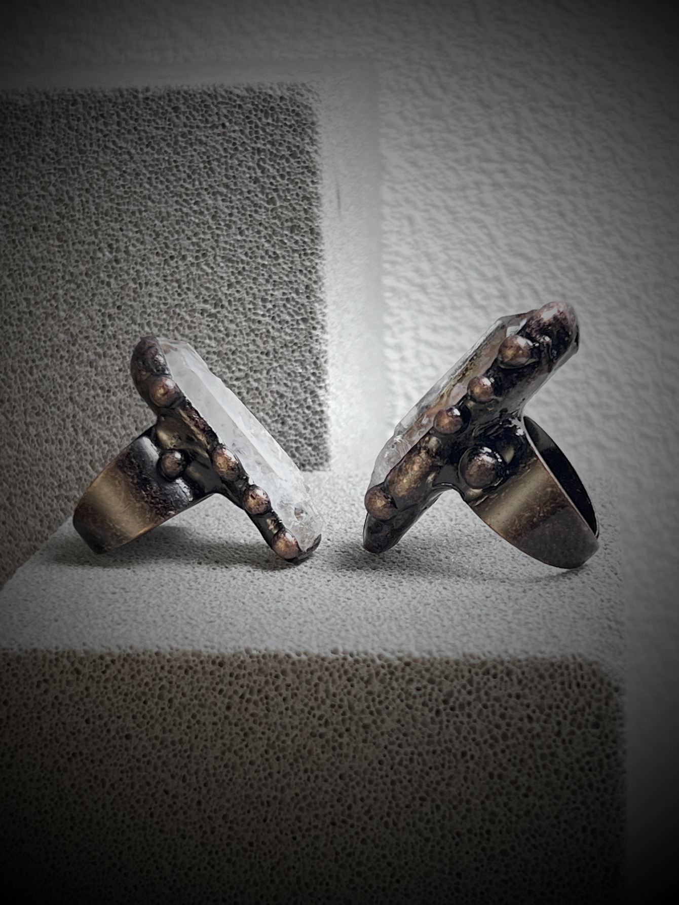 Geometric Pattern Unisex White Crystal Copper Healing Geometric Open Rings Healing Crystals Jewelry