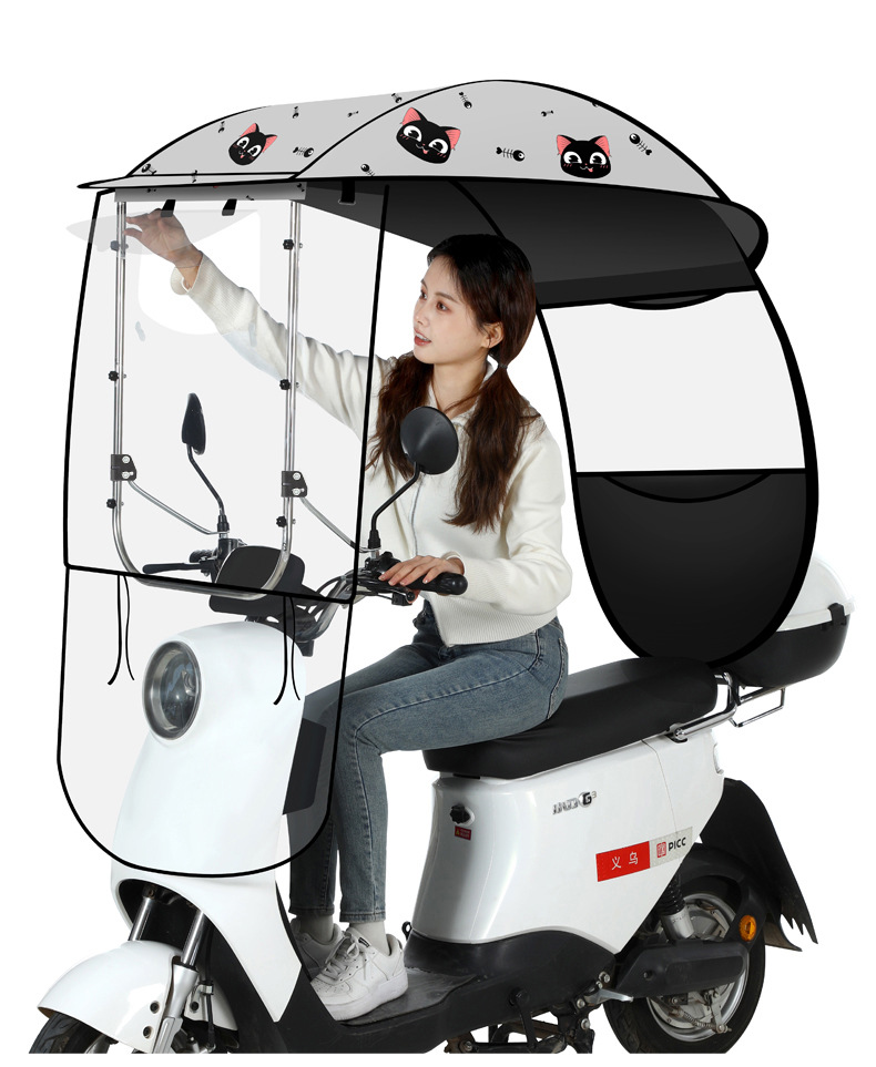 New Electric Car Canopy Small Battery Car Sunshade Motorcycle Canopy Thickened Black Rubber Sunscreen Waterproof Canopy
