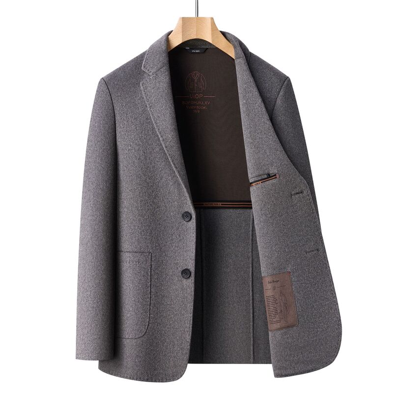 Men's new spring and autumn collection: double-faced wool blazer, suitable for young and middle-aged men, in a solid color, for business casual wear