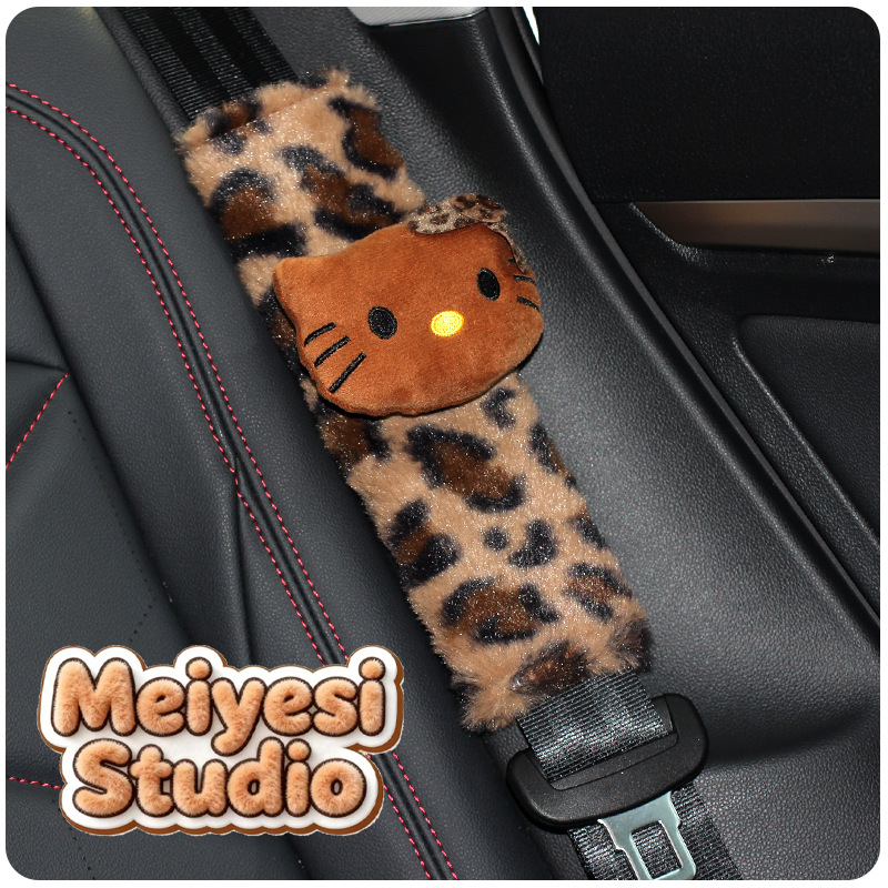 Car Seat Belt Shoulder Pads, Cute Cartoon Plush Seat Belt Shoulder Protectors, Anti-Strangle Protective Covers for Women, Car Interior Decoration