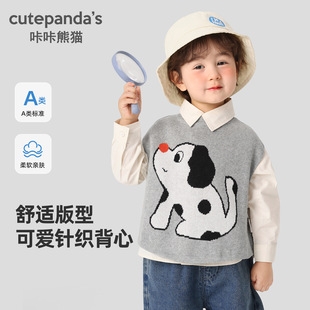 Kaka Panda Baby Knitted Vest Spring & Fall Kidsren's Vest Baby Vest Autumn Clothing Boy Vest Outer Wear Kidsren's Clothing