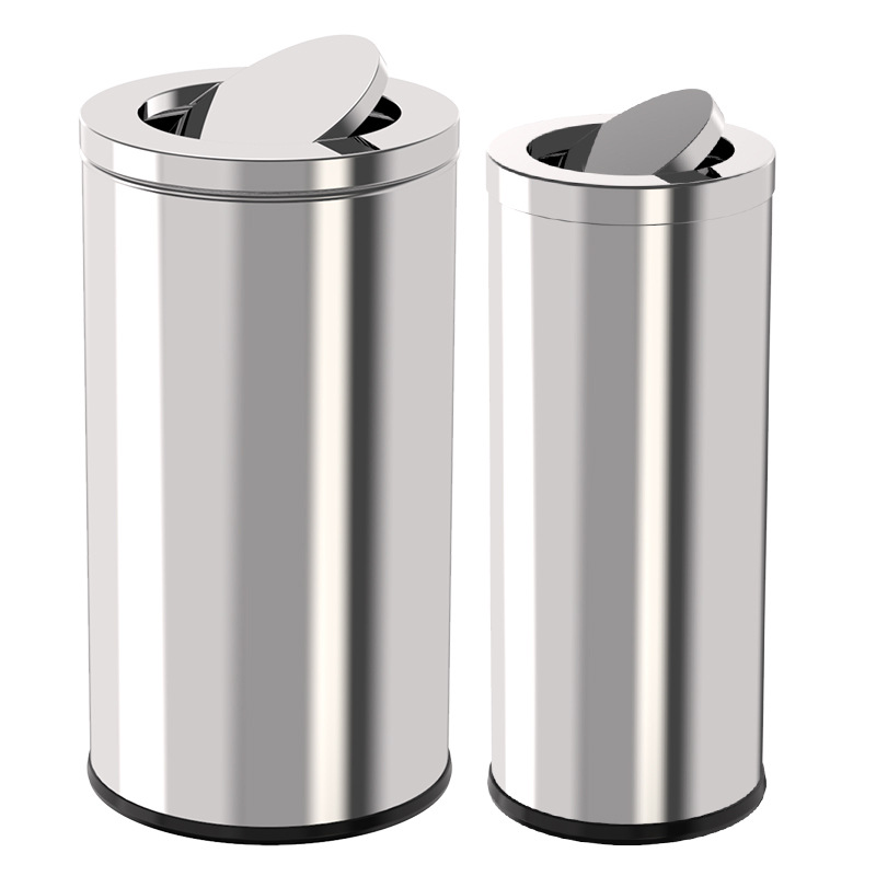 Hotel de acero inoxidable cubo de basura redondo con cenicero empresa hotel vertical pasillo elevador cubo de fumadores