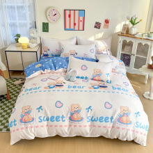 跨境台湾代发床包芦荟棉水洗棉卡通四件套床上用品可爱被套床笠款