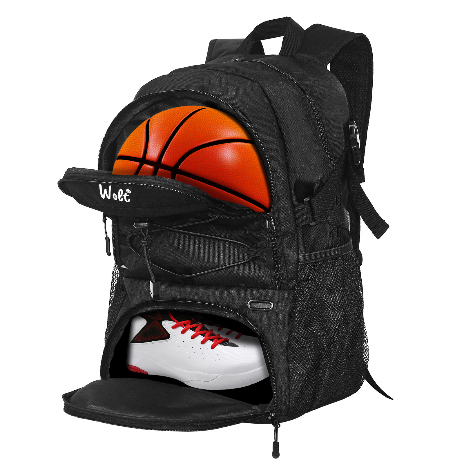 Bolsa de baloncesto transfronteriza Wolt, mochila de fútbol, mochila deportiva para hombres, mujeres y niños, bolsa de entrenamiento que puede contener una pelota de baloncesto de tamaño 7.