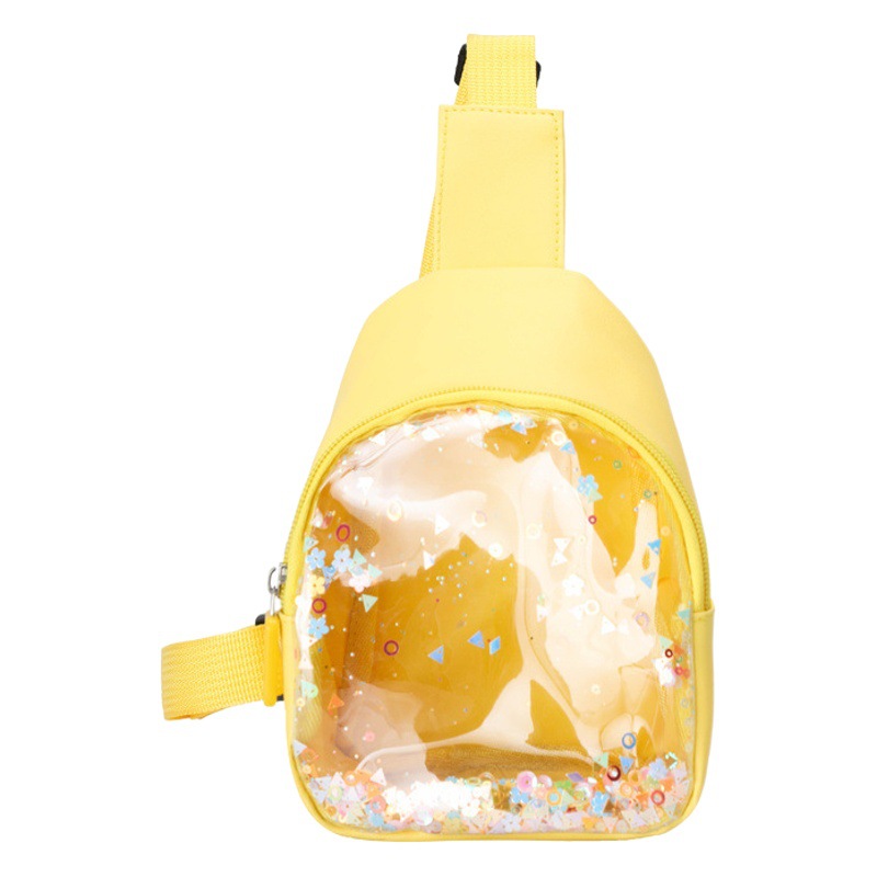2025 New Solid Color Pu Leather Children's Chest Bag Quicksand Lightweight Shoulder Bag Kids Trendy Cool Crossbody Bag Small Bag