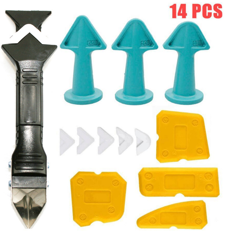 14件密封胶修整刮板填缝喷嘴涂抹玻璃胶去除刮刀 美缝工具