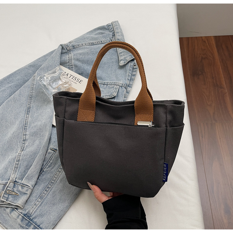 Borsa a secchiello in tela casual, borsa a spalla donna a tracolla_voghion.com