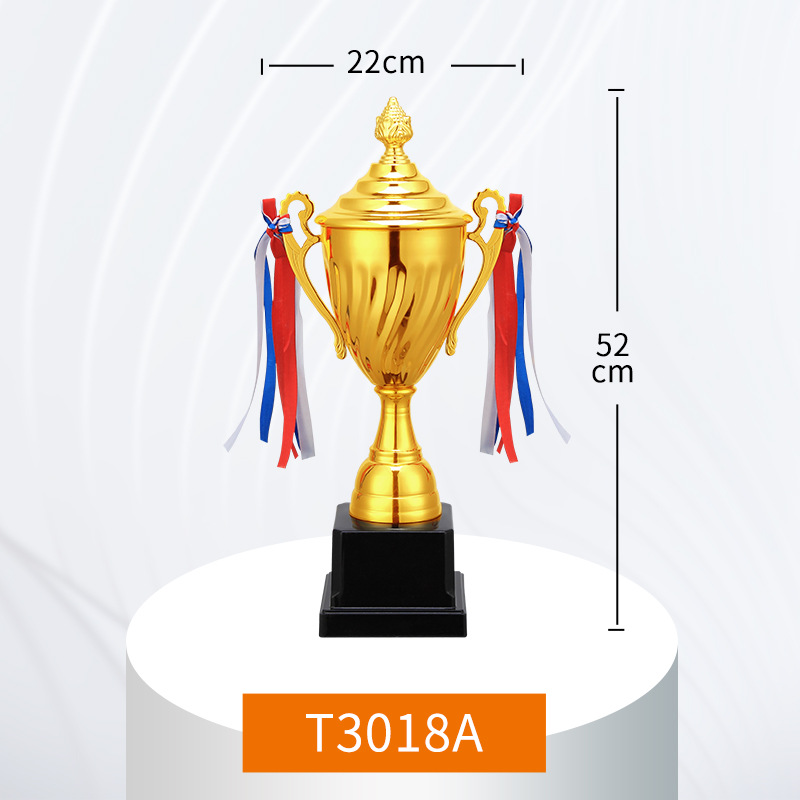 Trofeos metálicos personalizados para partidos de fútbol, baloncesto, escuelas de baile, competiciones deportivas y jardines de infancia con grabado e impresión de alta calidad.