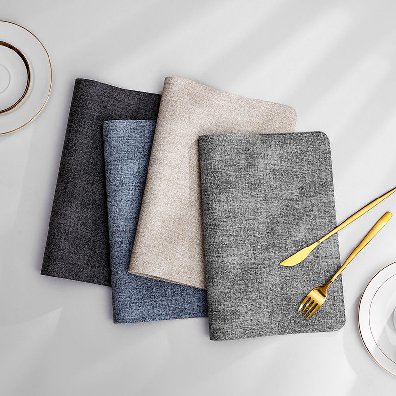 European pure color leather table mat wholesale minimalist home insulation pad square fabric texture waterproof dining table mat hotel table mat