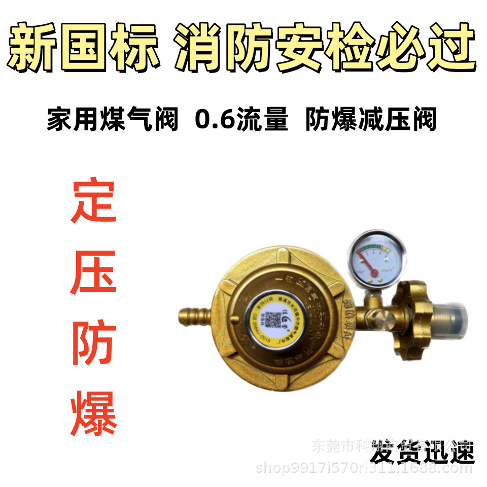 国标佳莹煤气阀门带表0.6液化气防爆低压减压阀煤气罐阀燃气灶