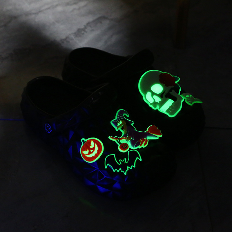 Halloween Halloween Couple's Hole Shoes Men's and Women's Luminous Luminous DIY Self-Collocation Accessories