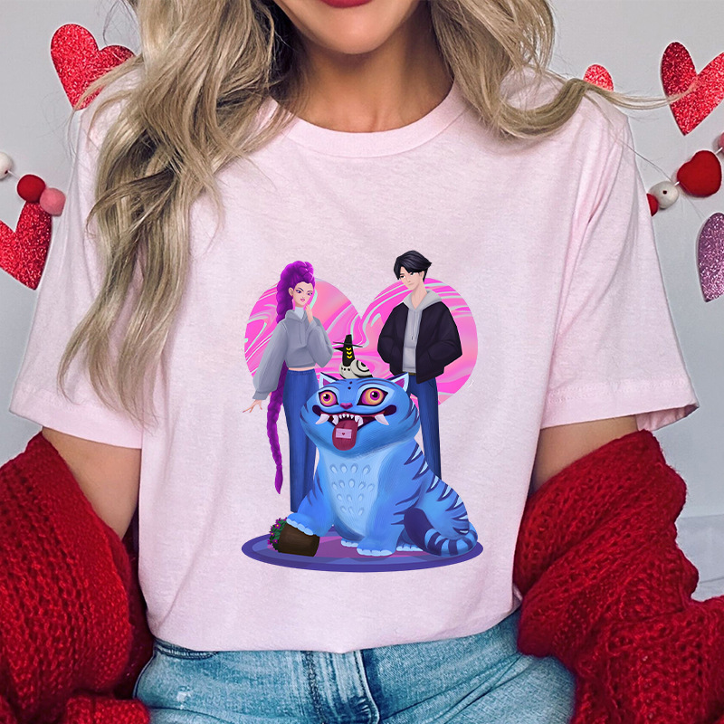 Cross-Border Spot Kpop Korean Wave Witch-Hunting Girl Group Printed T-Shirt Round Neck Short-Sleeved European Size Modal Top 1010-8 Cross-Border Spot Kpop Korean Wave Witch-Hunting Girl Group Printed T-Shirt Round Neck Short-Sleeved European Size Modal Top 1010-8