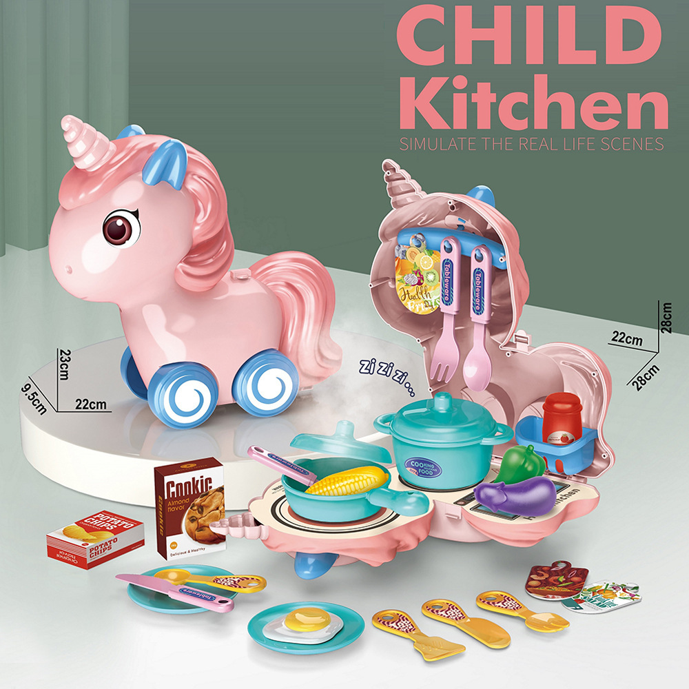 Fábrica personalizada para el juego de simulación pony de dibujos animados unicornio espalda hombro juguetes interactivos multifuncionales