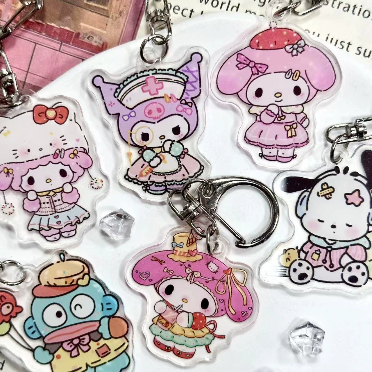Акриловый подвес (Sanrio) двусторонний прозрачный милый мультяшный брелок, лёгкий 0,005 кг