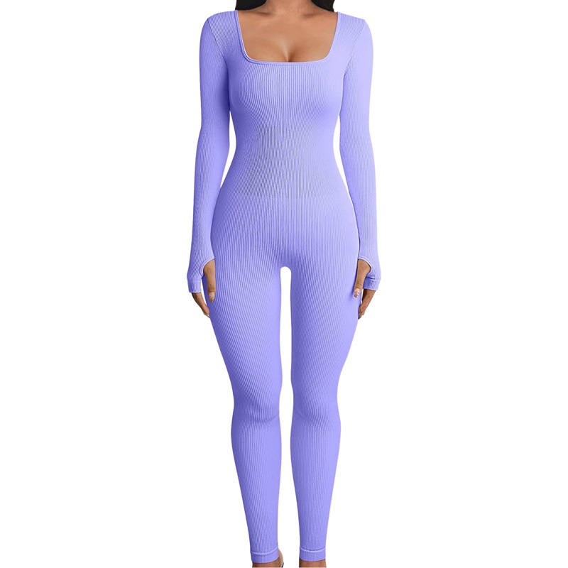 Europeo y americano de comercio exterior las mujeres jumpsuit otoño e invierno nuevo hilo cuello cuadrado hip lifting sexy mono SU3184