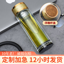 厂家批发办公室水杯 加厚底茶杯水晶杯礼品杯 耐热商务双层玻璃杯