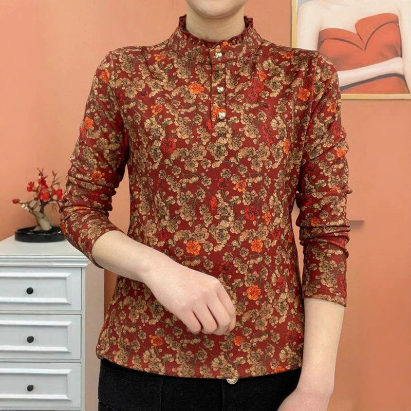 Осенняя и зимняя нижняя рубашка футболка с длинными рукавами теплая куртка женская бархатная толстая иностранная рубашка