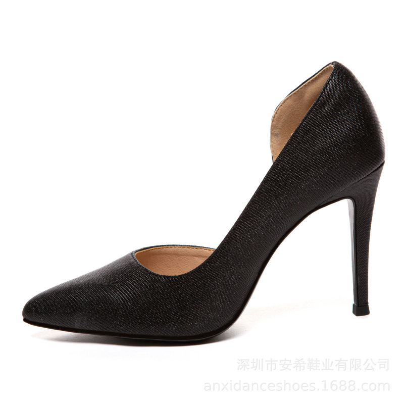 Black Versatile Pumps, Shallow High-Heeled Shoes, Jazz Heels, Dance Shoes, Hot Girl Floor Dance Shoes, Latin Dance Shoes Manufacturer