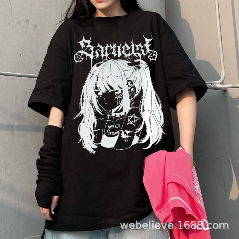 cartoon T-shirt hip-hop style