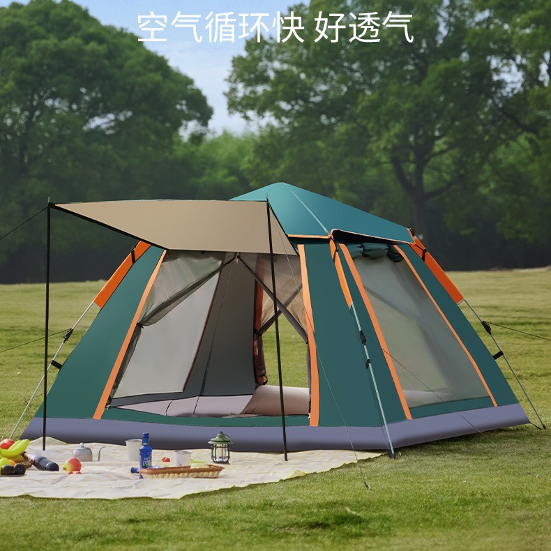 Tent Outdoor Camping Thickened Fully Automatic Ultra-Light Equipment Outdoor Camping Sunshade Rainproof Mosquito-Proof Large Four-Sided Tent