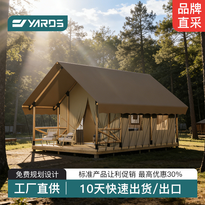 Resort Camp Wood Structure Homestay Tent Camping Accommodation Wooden House Tent Scenic Nomadic Tent