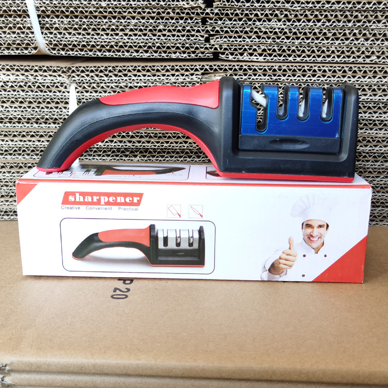 Molino de cuchillo de cocina de tres secciones, afilador rápido doméstico, multifuncional, piedra de afilar cuchillo de cocina, herramienta de afilar bien portátil