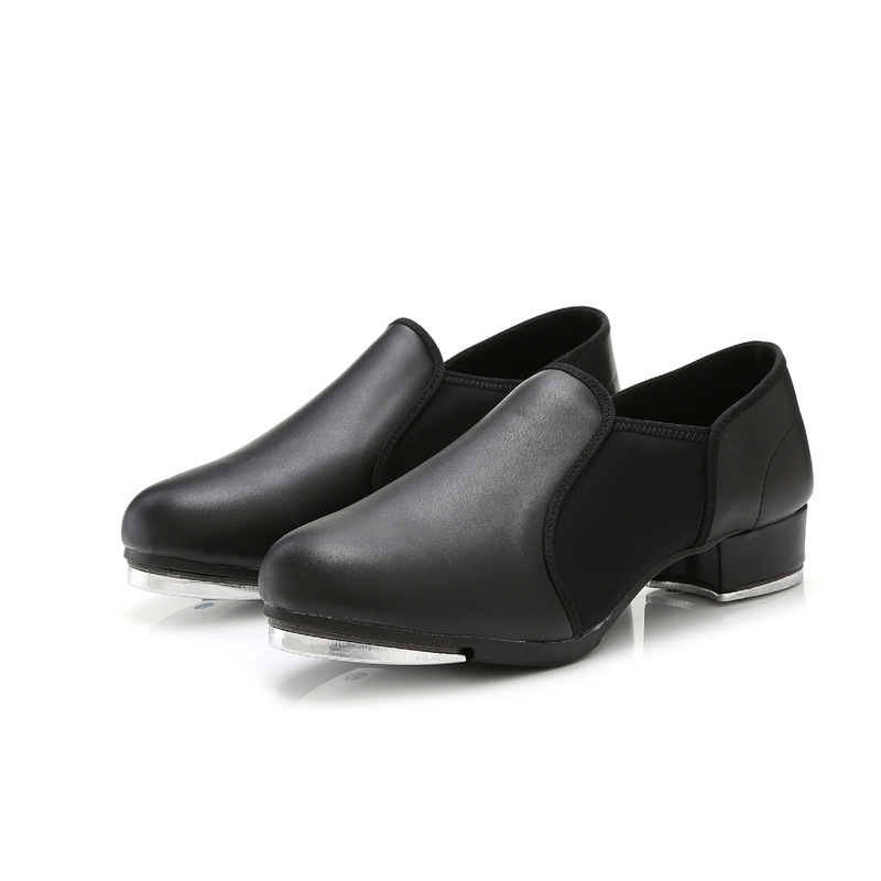 Adult Tap Dance Shoes, Imitation Leather Pu Elastic Band Irish Tap Dance Jazz Dance Shoes, Wear-Resistant Flat-Soled Latin Dance Shoes