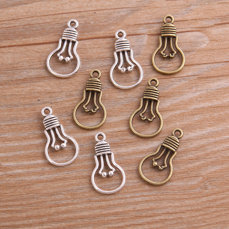 2 Color 11 * 21MM DIY alloy jewelry hollow small bulb pendant pendant mobile phone bracelet necklace accessories