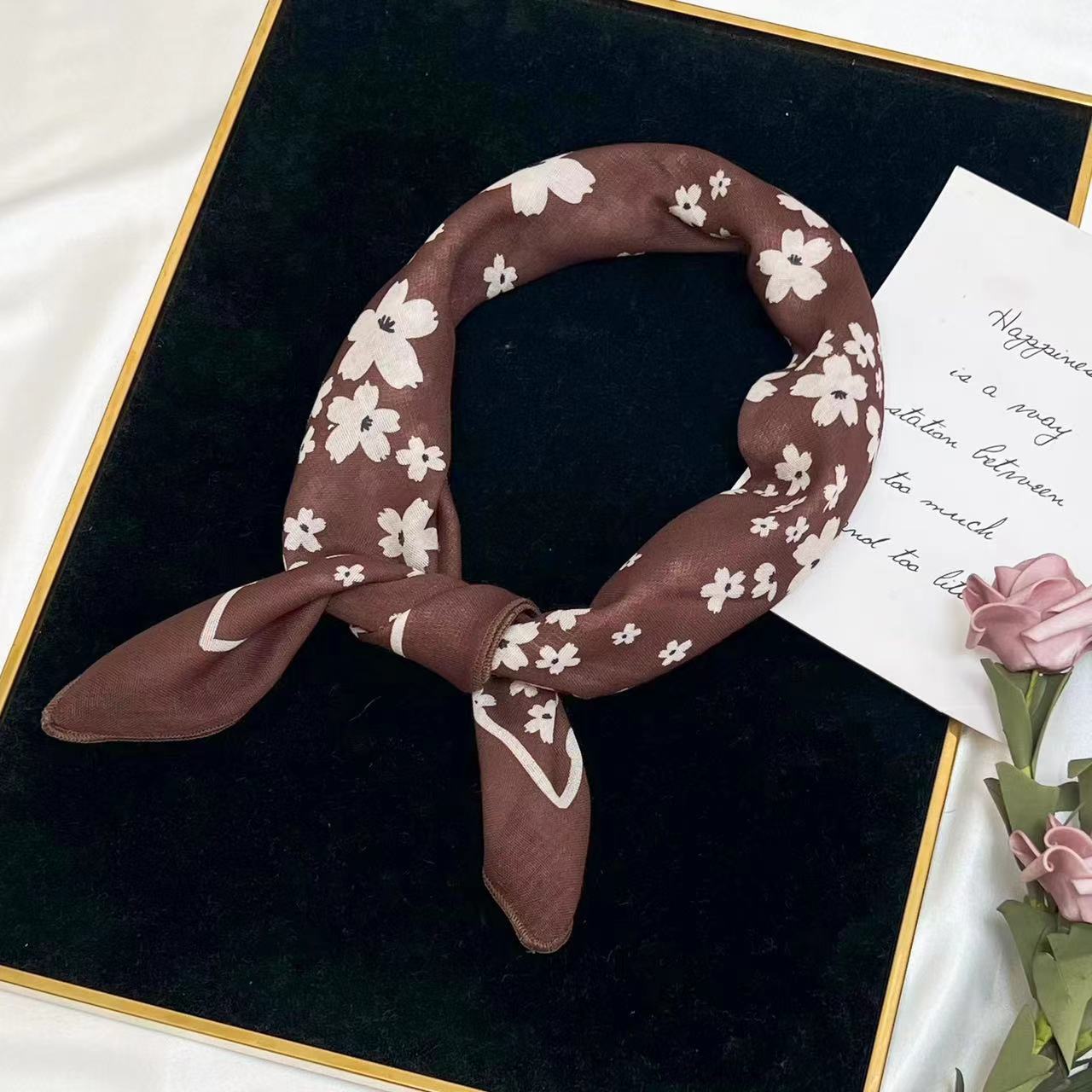 60g Weight Kerchief Classification Daily Occasion cotton and linen Material Flower Pattern Summer Season Women's Gender IG Style Style Women's IG Style Flower Cotton And Linen Kerchief 85