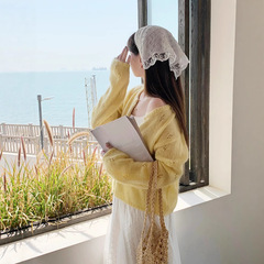 温柔淑女风毛针织衫女圆领可爱甜美开衫薄款镂空设计百搭外套上衣