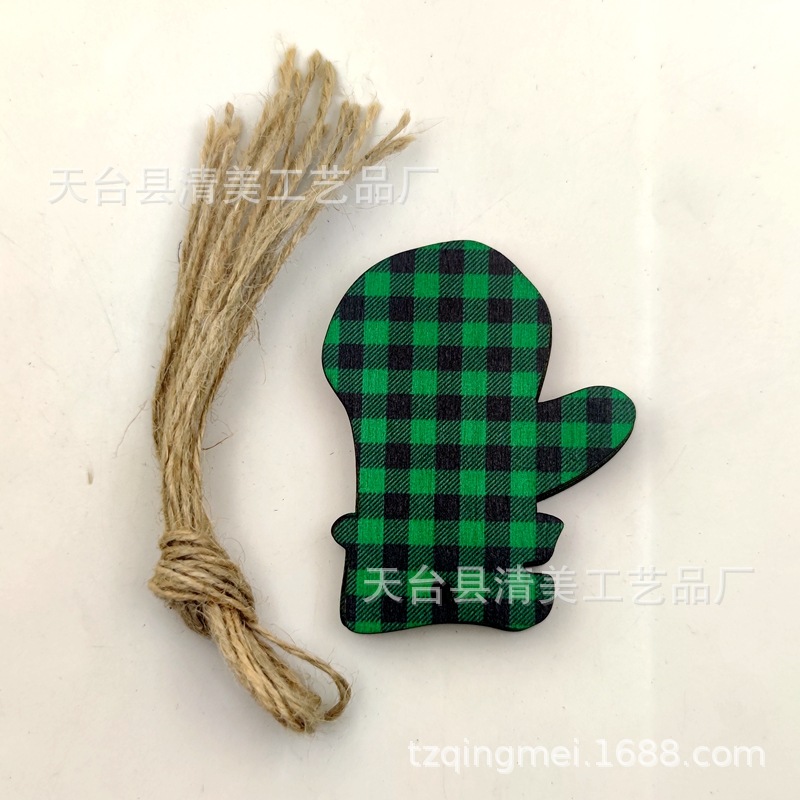 33 modelos de cuadros verdes y negros serie navideña piezas de madera colgante de decoración navideña se pueden combinar libremente 10 piezas en un paquete