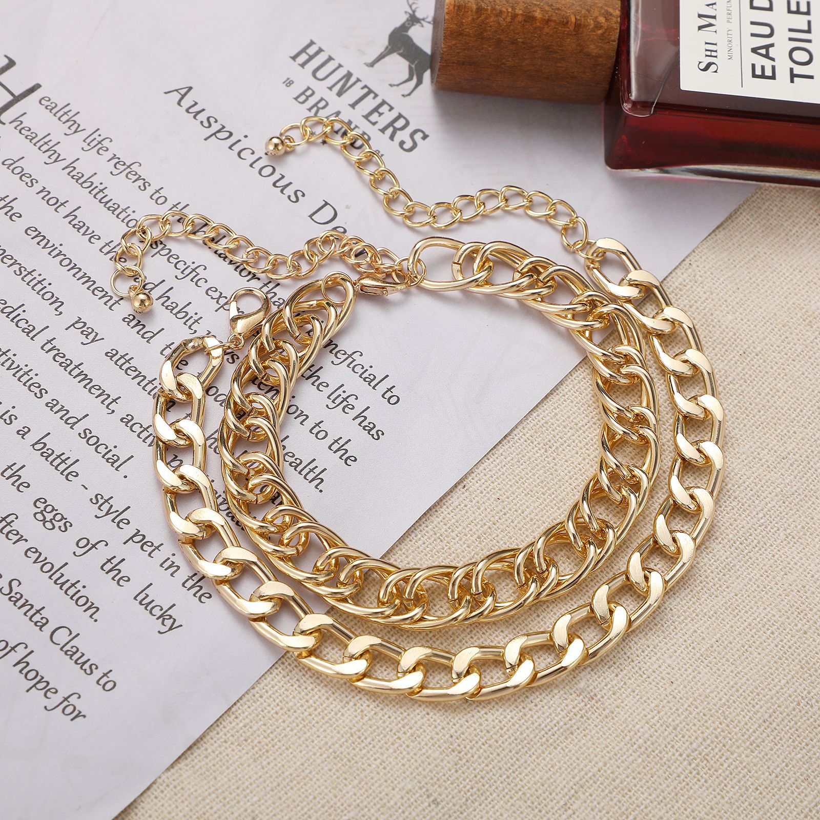 Fashion Gold Double Layer Exaggerated Bracelet Thick Chain Anklet display picture 6