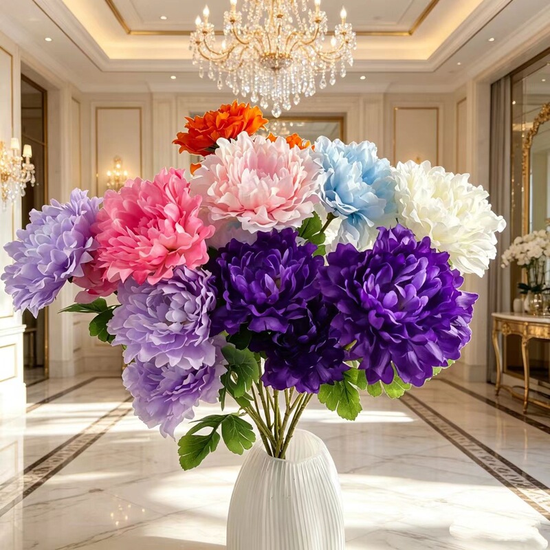 3 Artificial Peony Flowers for Wedding Hall Decoration, Flower Arrangements, Home Decor, and Photography Props