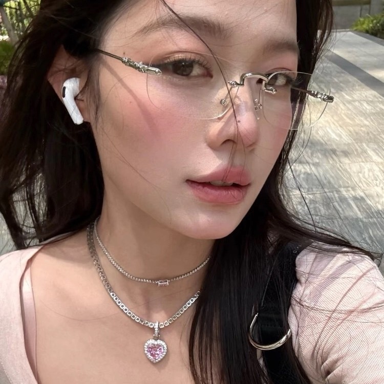 韓国版のYujie超軽量フレームレススクエアメガネ、女性用、純粋な欲望、高知性、抗青色光、超軽量メガネフレームと組み合わせることができます|undefined