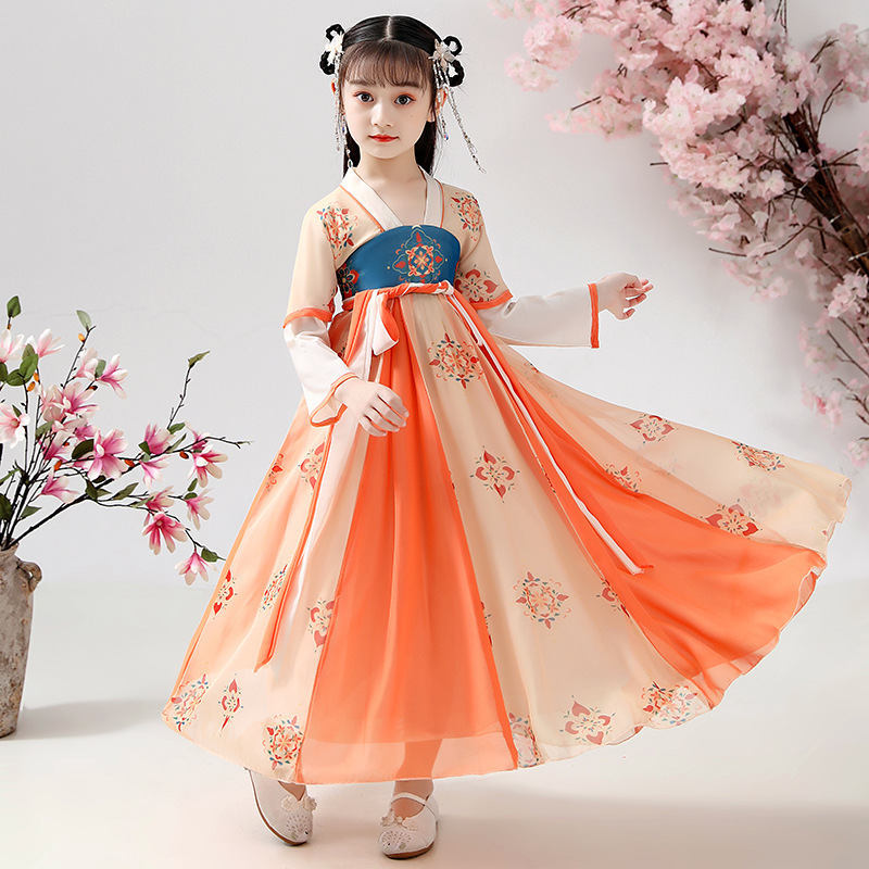 Girls ancient Hanfu children ancient girls kimono dresses hanfu Fairy dresses long sleeve children Tang dynasty princess dresses