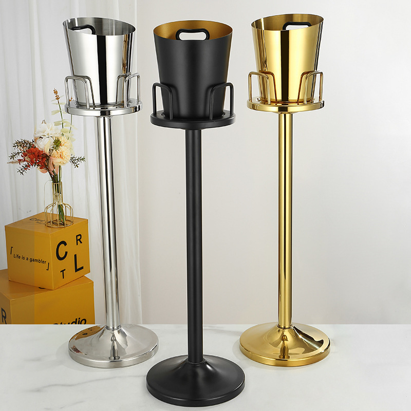 Thickened Stainless Steel Vertical Floor-Standing Ice Bucket with Shelf Model Room Decoration Ornaments Bar Wine Champagne Ice Dispenser Thickened Stainless Steel Vertical Floor-Standing Ice Bucket with Shelf Model Room Decoration Ornaments Bar Wine Champagne Ice Dispenser