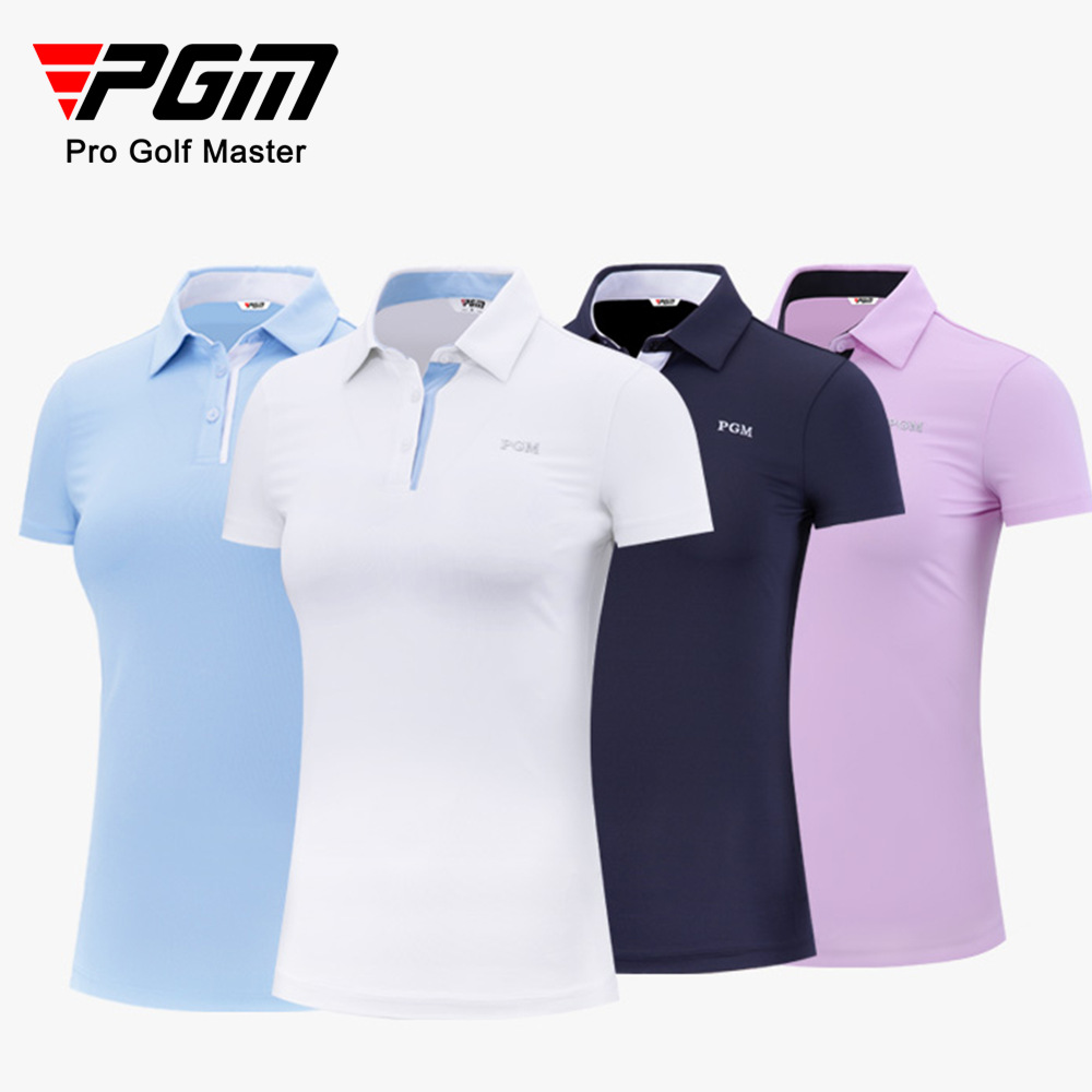 Áo thun golf nữ ngắn tay cổ tròn, chất liệu thun thể thao nhanh khô — YF486-màu xanh nước biển, YF486-màu tím, YF486-Màu xanh nhạt, YF486-màu trắng