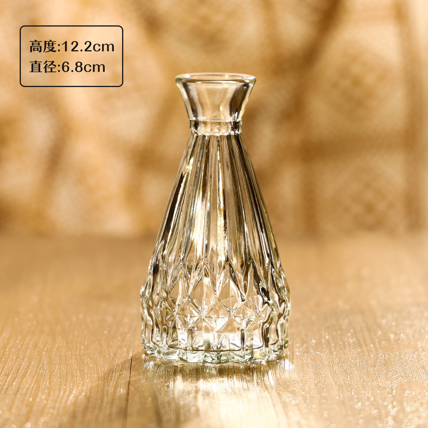 Vaso de vidrio retrógrado personalizado decoración suave de alta calidad pequeño jarrón de vidrio transparente botella de aroma decoración para el hogar