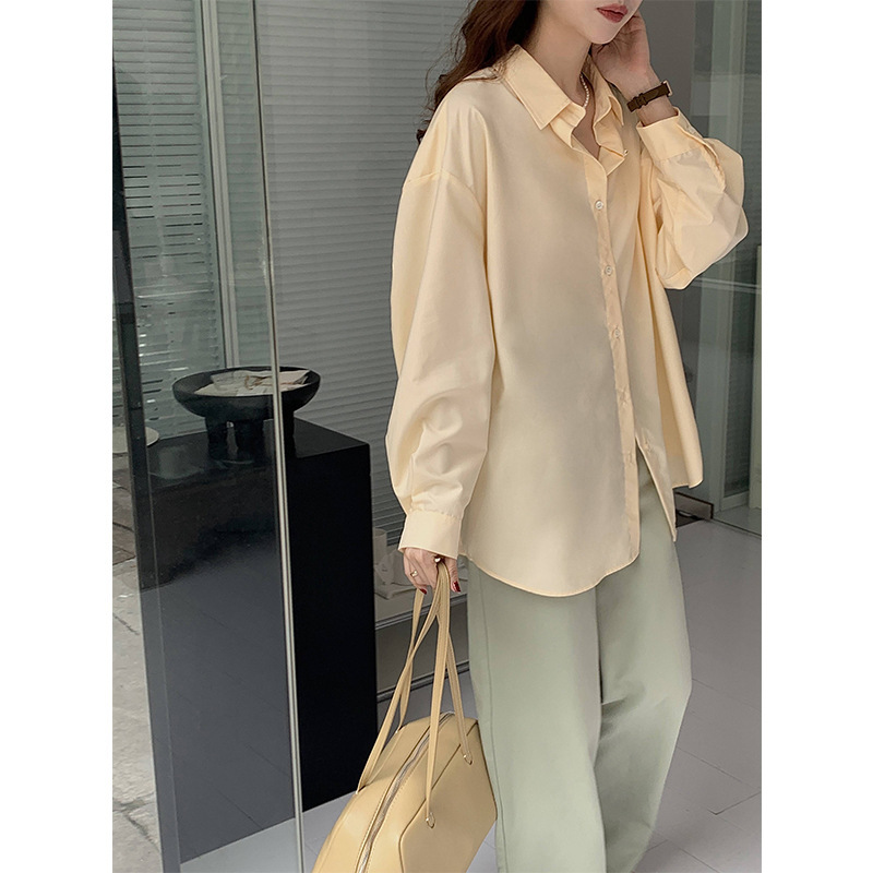 6192 Korean Style Spring New Tencel Shirt Wholesale Pure Color Designer Elegant Long-Sleeved Commuter Cardigan for Women