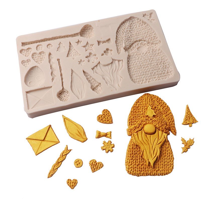 Navidad vestir-up fondant molde de silicona europeo enano lana bola ritmo seco pastel de chocolate molde para hornear