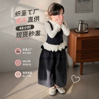 女童25春季春季韩版波点洋气休闲裤儿童ins风可爱舒适时髦哈伦裤