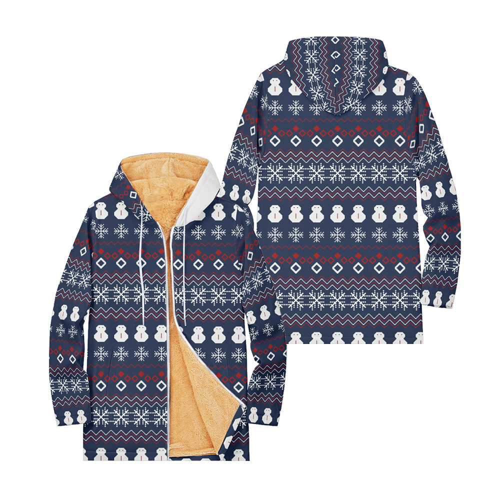 Neue britische Baumwolljacke mit plüschiger, bequemer, trendiger, lässiger Reißverschlusstasche und 3D-bedrucktem Kapuzenoutfit für Männer_voghion.com