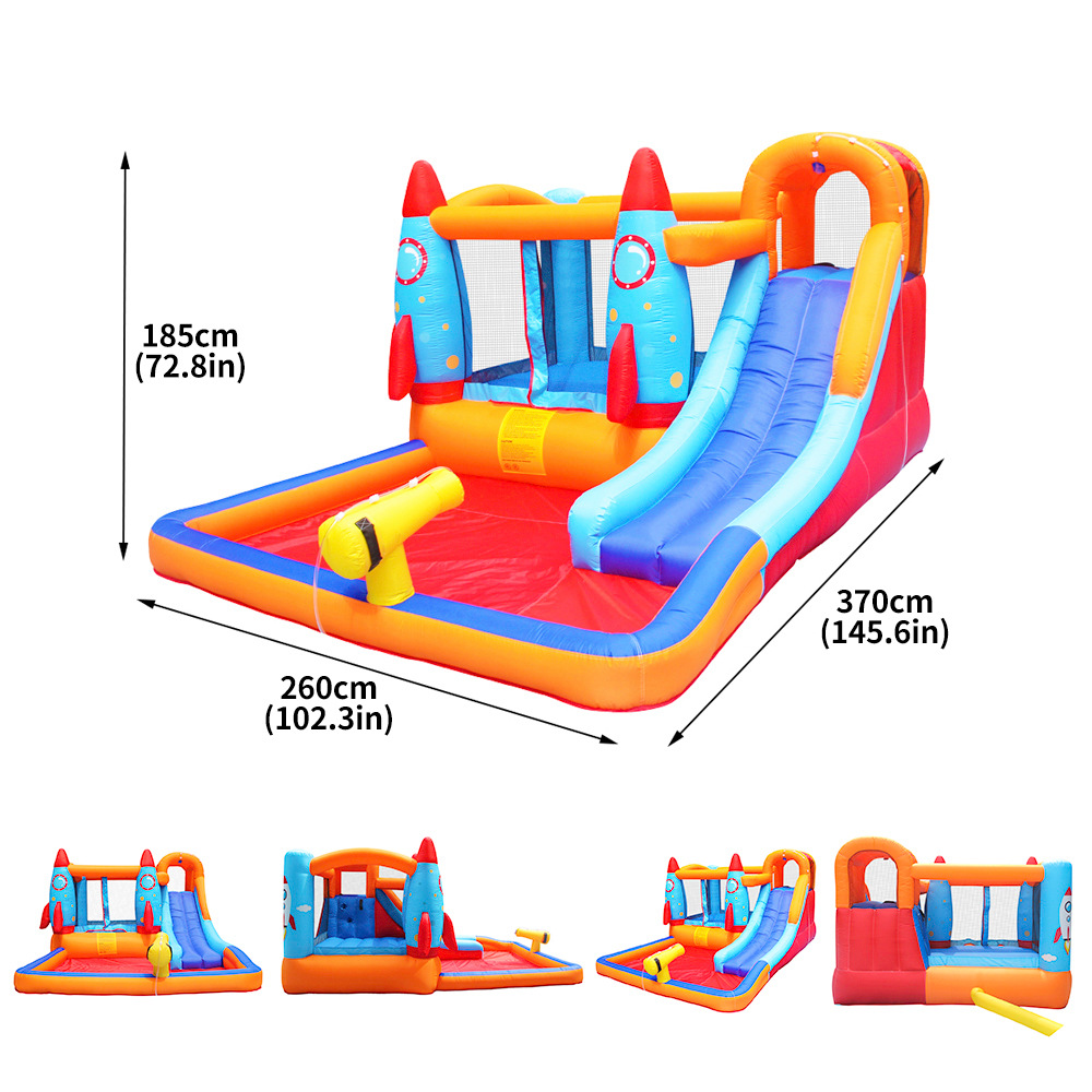Castillo inflable para niños, tobogán acuático pequeño, trampolín inflable, castillo inflable de tela Oxford para uso doméstico