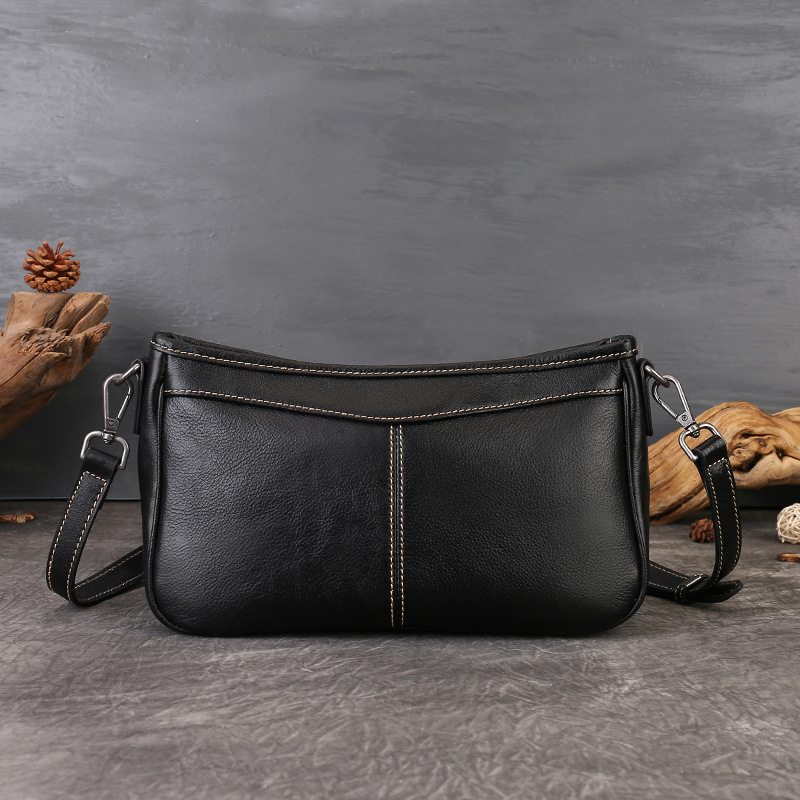 Amazon Bestseller Cross-Border Underarm Bag Retro Top Grain Cowhide Small Square Bag Versatile Luxury Single Shoulder Baguette Bag For Women - Thumbnail 7