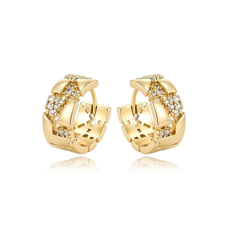 Xuping Europa y los Estados Unidos transfronterizos irregular geometría círculo auricular aleación de cobre moda ligera lujo nicho personalidad auriculares al por mayor