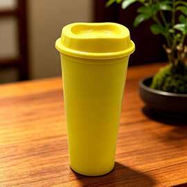 圆弧杯口单层塑料咖啡随行杯贴合唇感上班族通勤喝咖啡舒适饮水杯