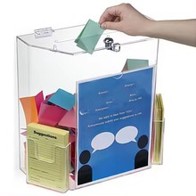 定制亚克力透明多边形投票箱慈善募集箱建议箱带2口袋和展牌带锁